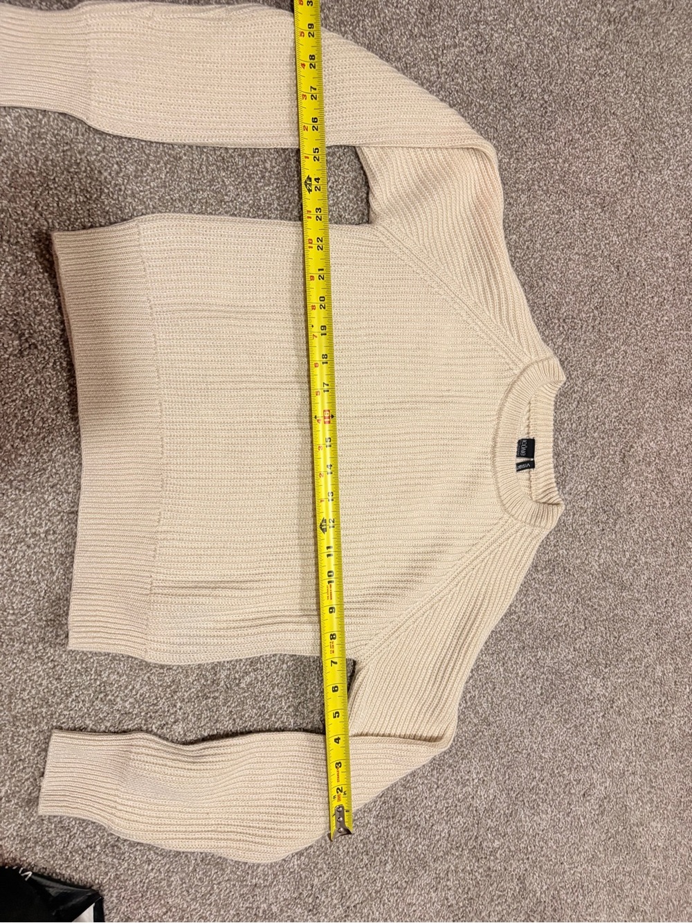 Simons Cream Ribbed Crewneck Sweater - Picture 3 of 6